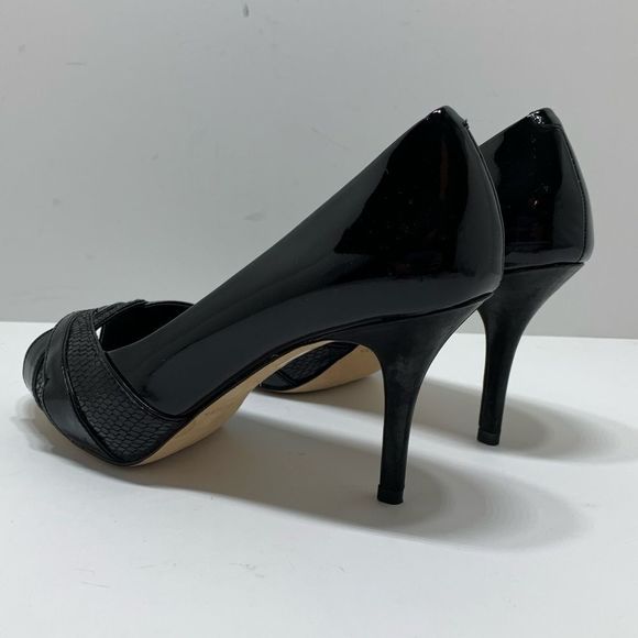 White House Black Market Shoes Women's Size 7 Cecile Peep Toe Black Heels - Picture 3 of 7